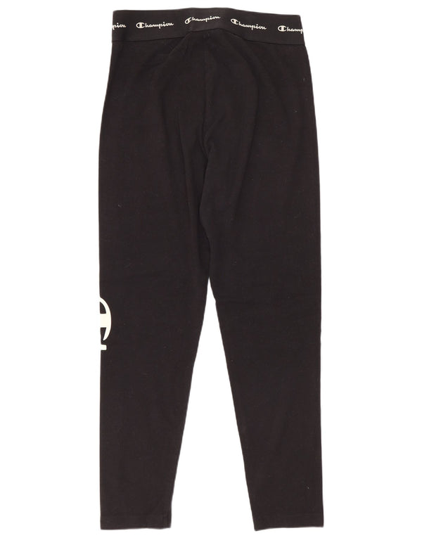 Champion Womens Graphic Leggings UK 12 Medium Black Cotton