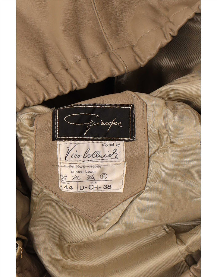 Vintage Womens Leather Jacket IT 44 Medium Grey Leather