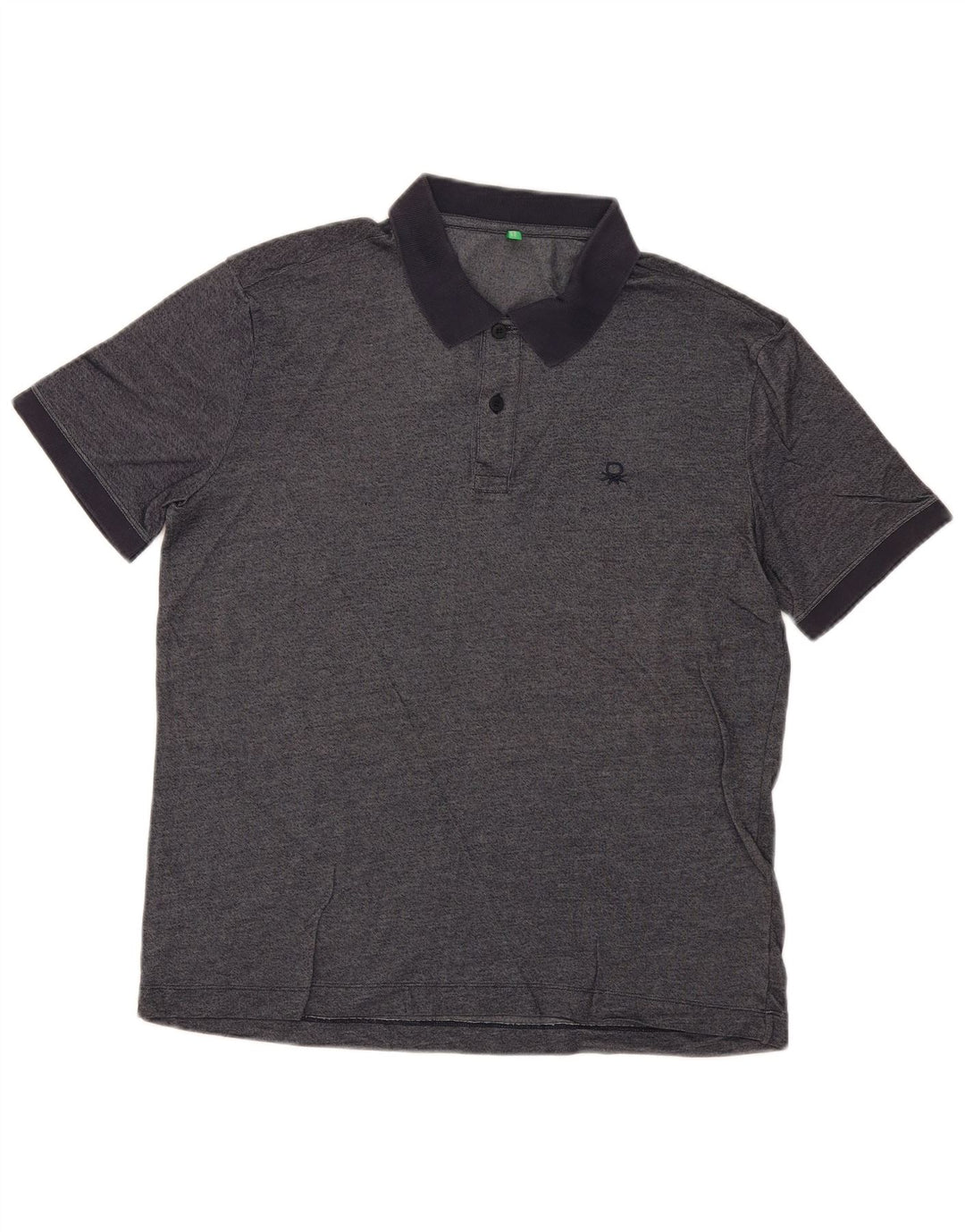 Benetton Mens Polo Shirt Large Navy Blue Flecked