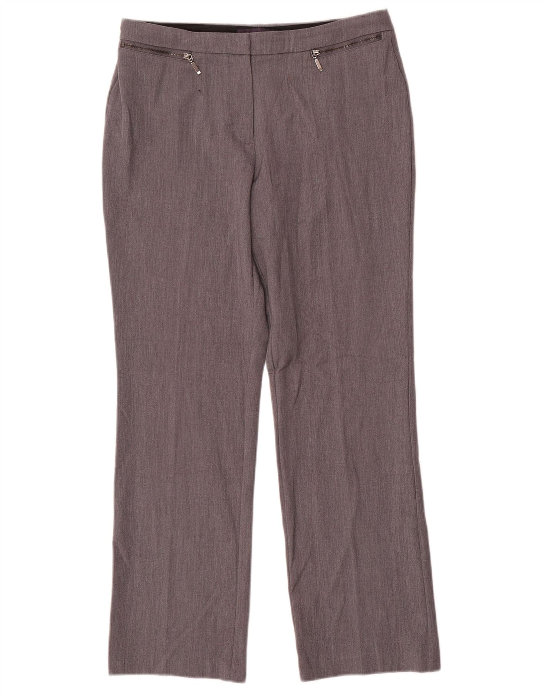 Marks & Spencer Womens Straight Suit Trousers UK 12 Medium W30 L28 Grey