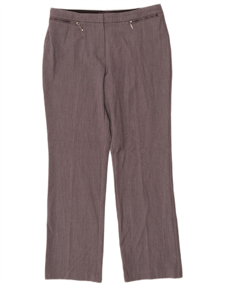 Marks & Spencer Womens Straight Suit Trousers UK 12 Medium W30 L28 Grey