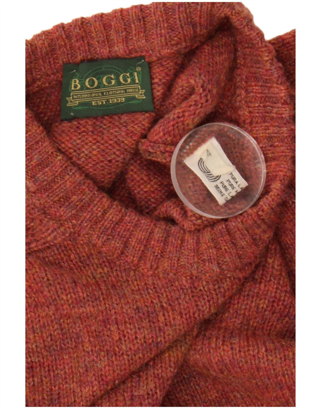 Boggi herre rund hals sweater medium rødbrun uld