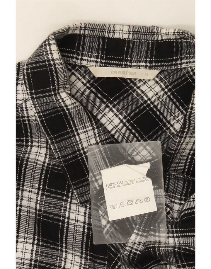 Carrera Womens Flannel Shirt UK 14 Medium Black Plaid Cotton