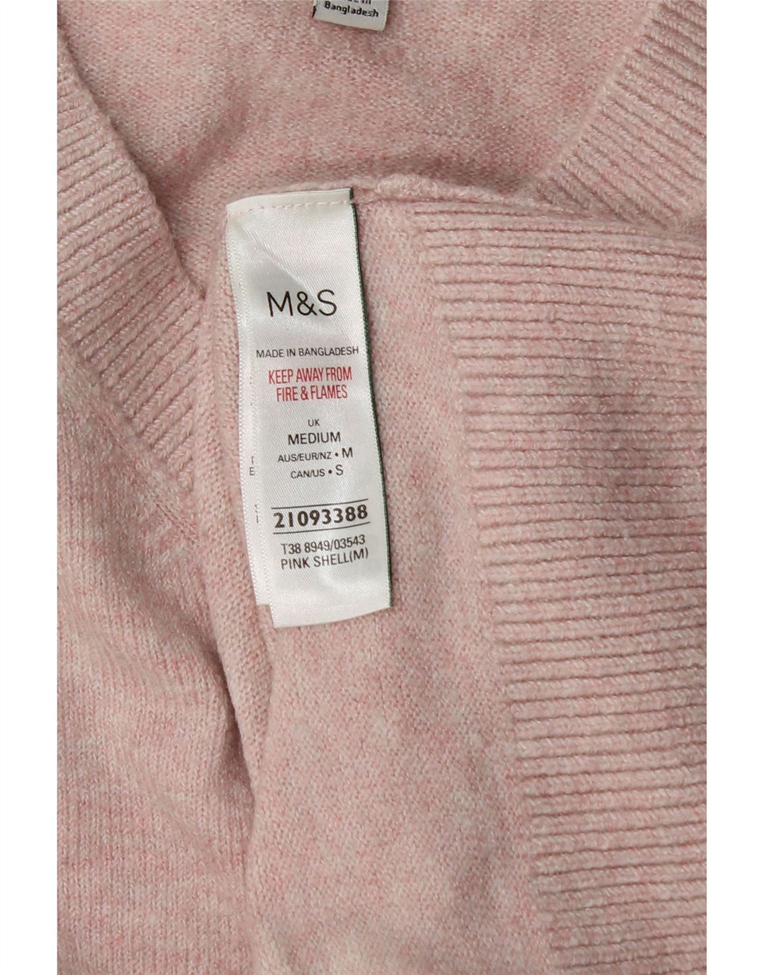 Marks & Spencer Suéter tipo jersey de gran tamaño con cuello en V para mujer UK 44 Rosa mediano