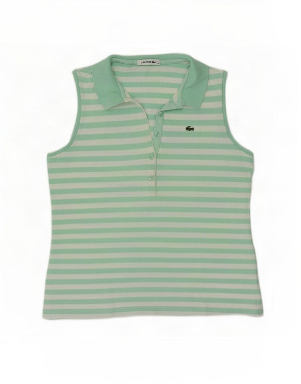 Polo senza maniche da donna Lacoste taglia 42 grande cotone a righe verdi