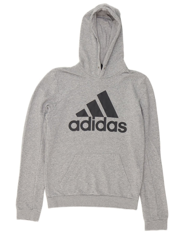 Adidas Mens Graphic Hoodie Jumper Small Grey Flecked Cotton