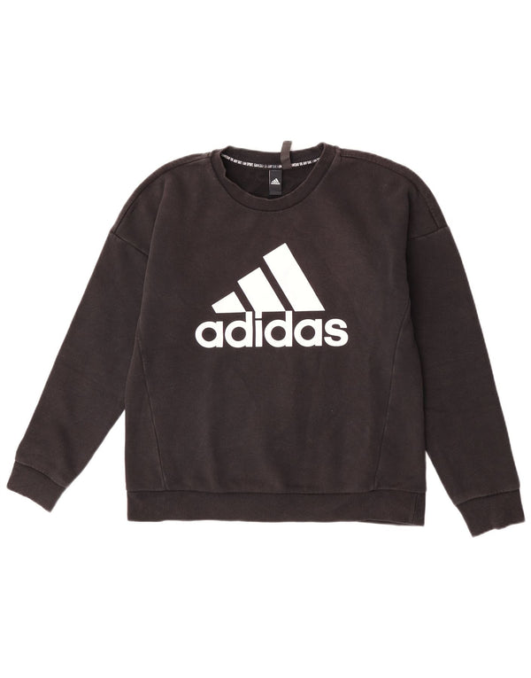 Adidas Damen Graphic Sweatshirt Pullover UK 12/14 Mittelschwarze Baumwolle