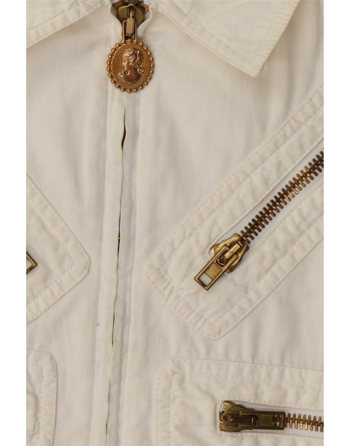 Moschino Womens Bomber Jacket UK 12 Medium Off White Cotton