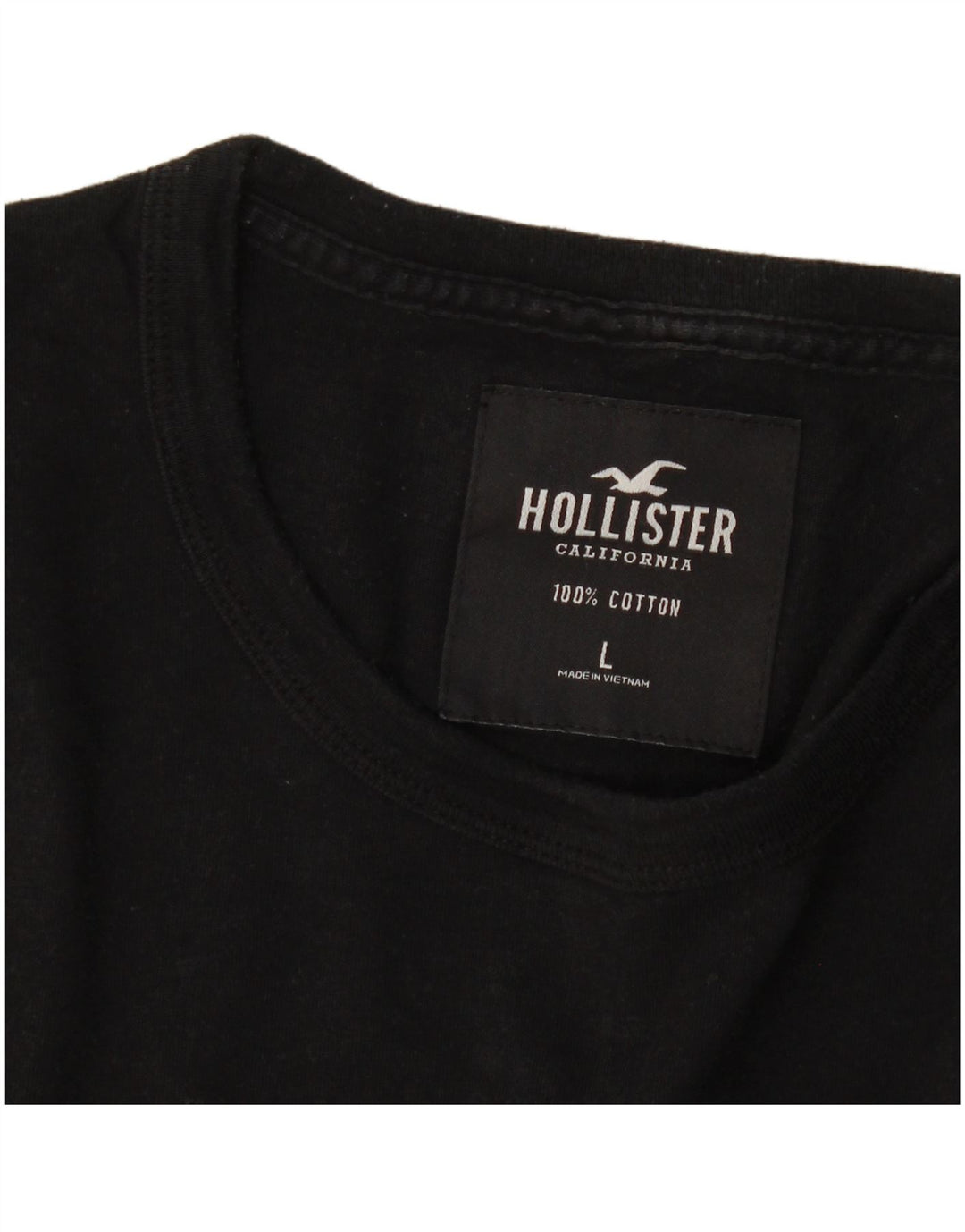 Hollister Mens Graphic Top Long Sleeve Large Black Cotton