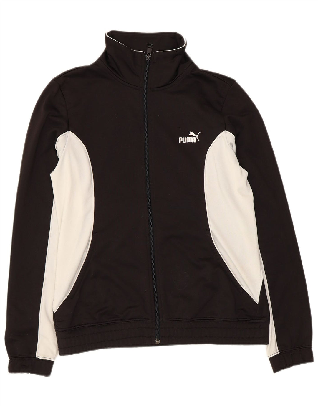 Puma Womens Tracksuit Top Jacket UK 14 Large Black Colourblock Polyester