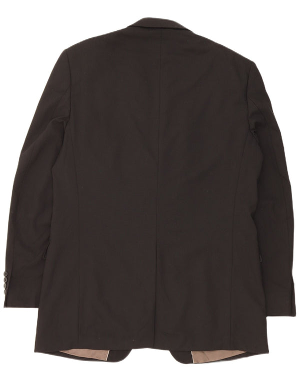 Marks & Spencer Mens 3 Button Blazer Jacket UK 42 Large Black Polyester