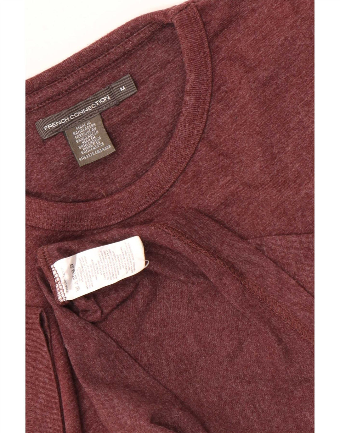 French Connection Herre T-shirt Top Medium Maroon Flecked Bomuld