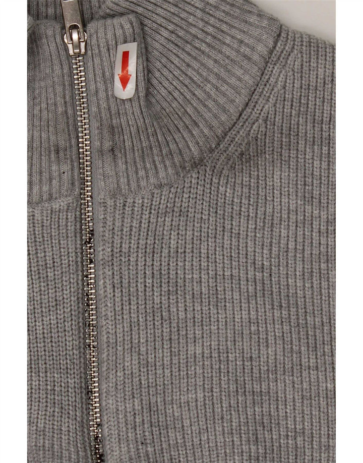 Marks & Spencer Mens Regular Fit Zip Neck Jumper Sweater Large Grey