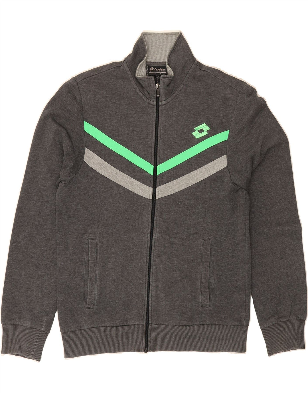 LOTTO Mens Tracksuit Top Jacket Small Grey Striped Vintage Lotto and Second-Hand Lotto from Messina Hembry 