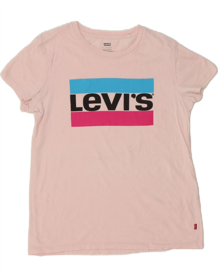 LEVI'S Womens Graphic T-Shirt Top UK 10 Small Pink Vintage Levi's and Second-Hand Levi's from Messina Hembry 