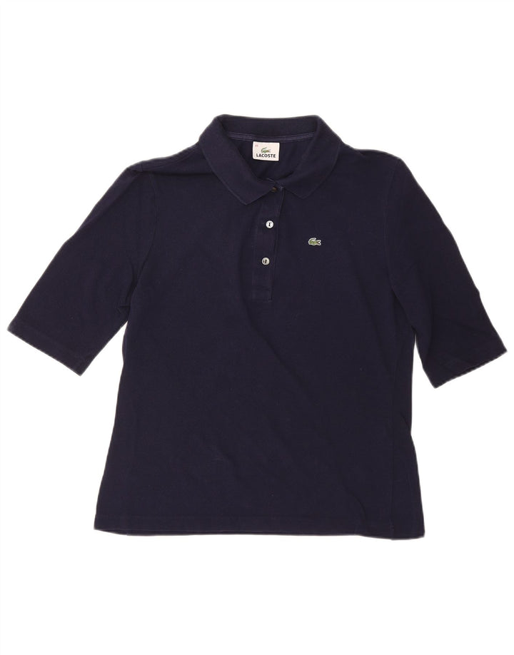 LACOSTE Womens Polo Shirt EU 44 Large Navy Blue Cotton
