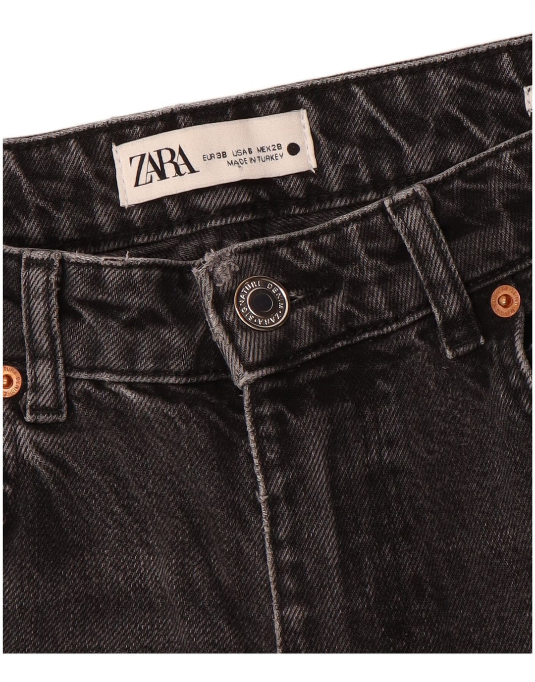 Zara Damen Straight Jeans EU 38 Small W28 L32 Grau