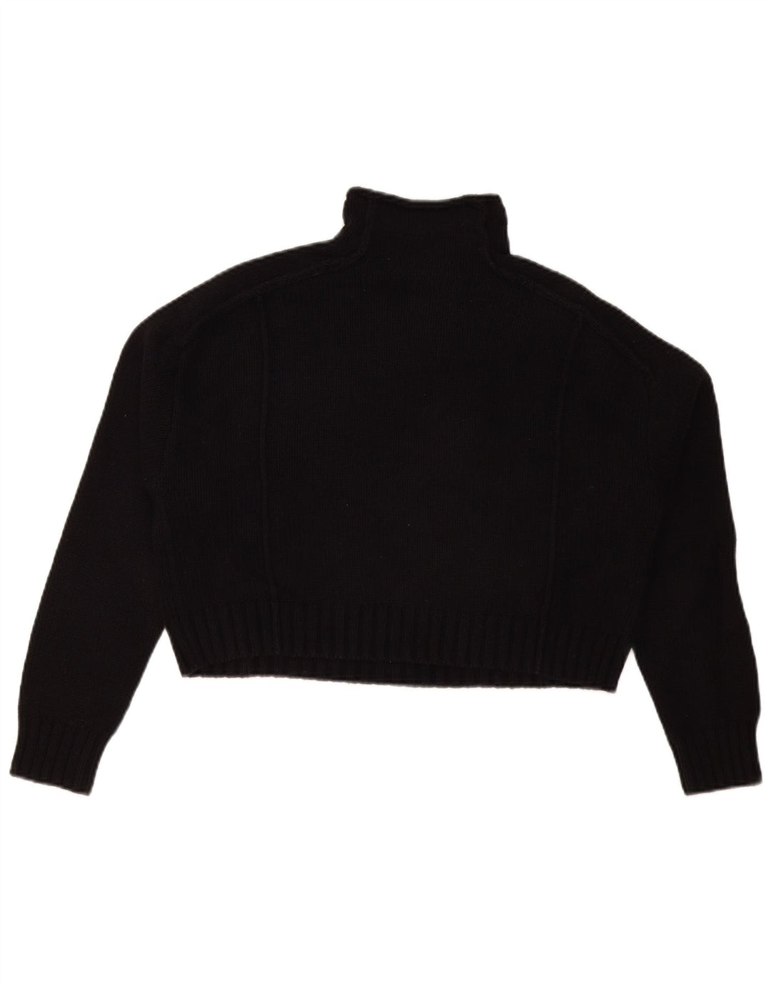 Zara Womens Crop Oversized Roll Neck Jumper Sweater UK 10 Small Black