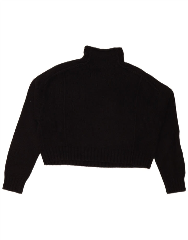 Zara Womens Crop Oversized Roll Neck Jumper Sweater UK 10 Small Black