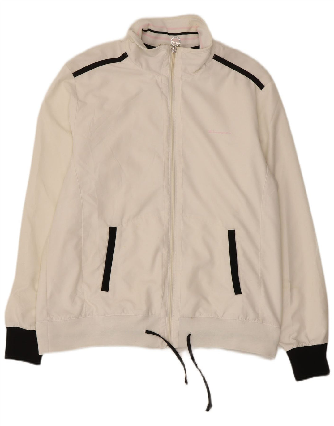 CHAMPION Womens Easy Fit Tracksuit Top Jacket UK 16 Large White Polyester