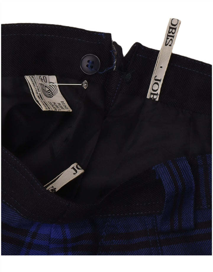 Jobis Womens A-Line Skirt EU 40 Medium W30 Navy Blue Check Virgin Wool