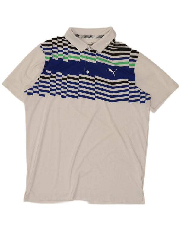 Puma Mens Polo Shirt Medium White Colourblock