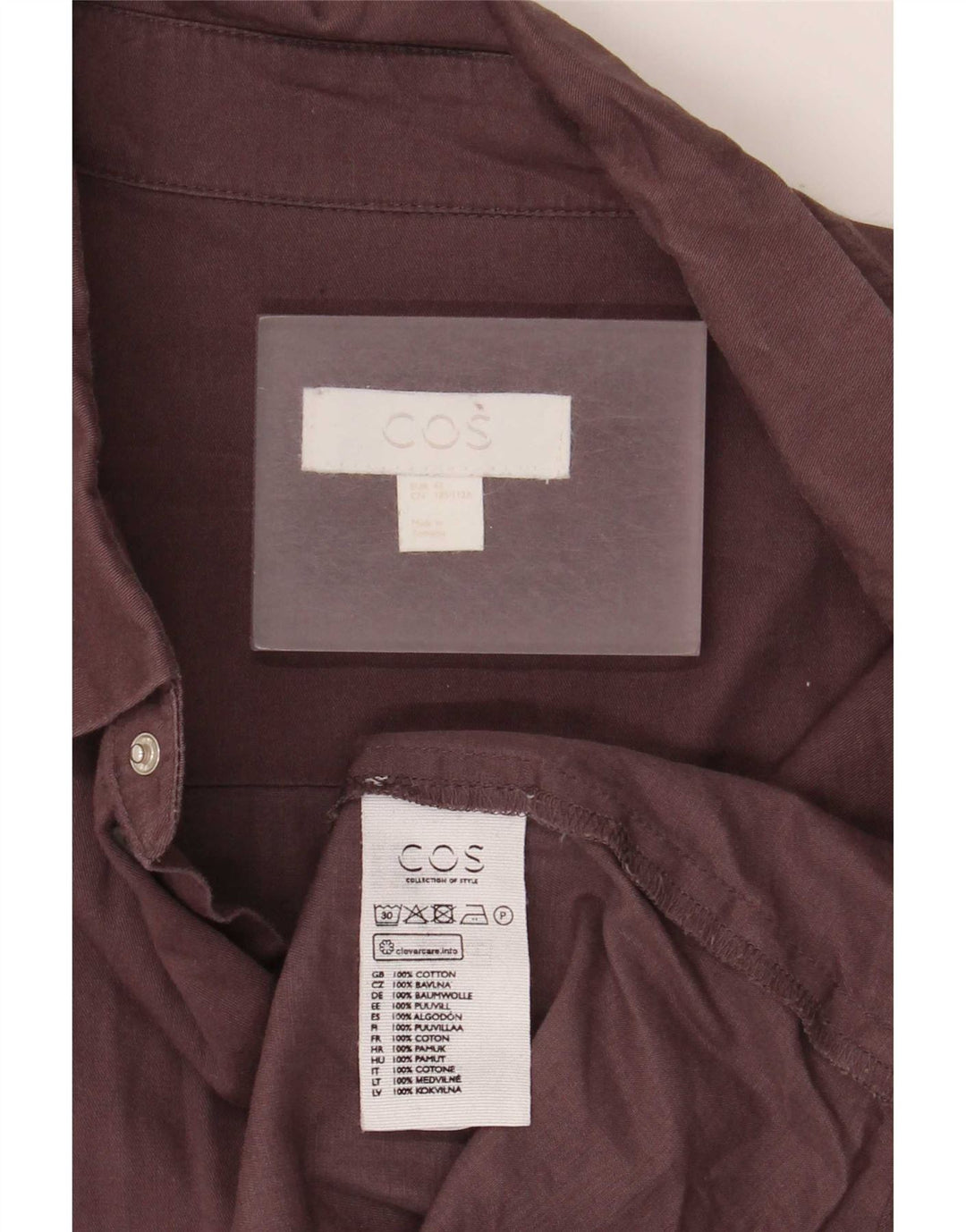Camisa masculina Cos tamanho 43 grande algodão marrom