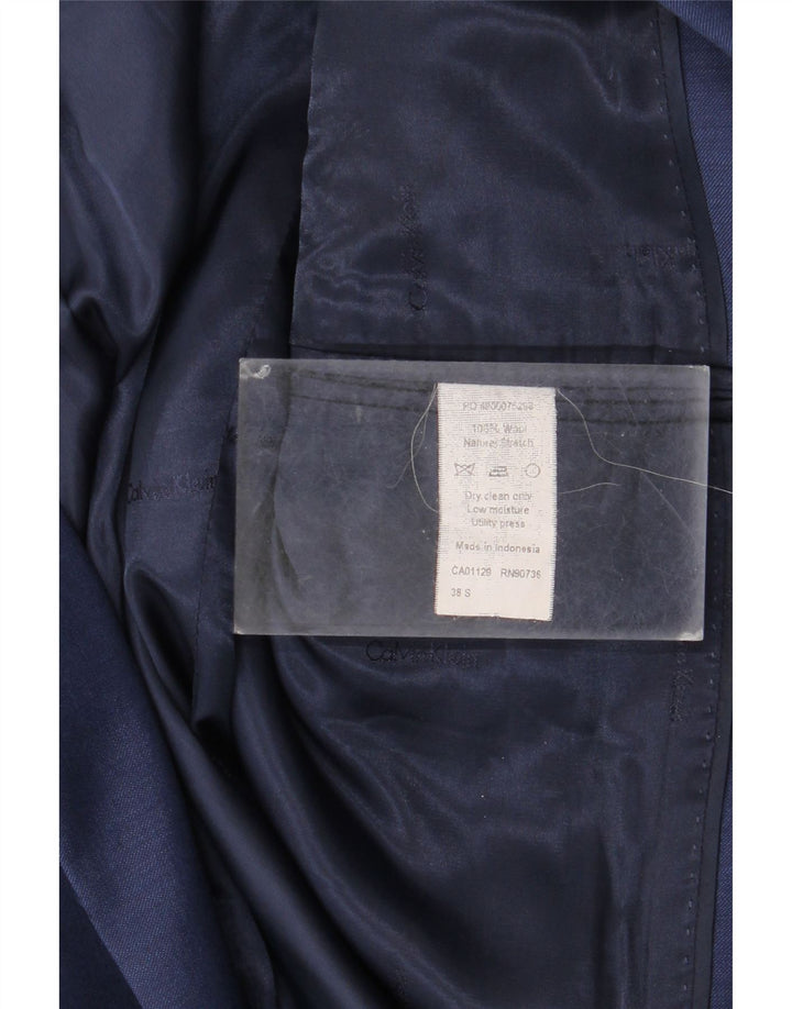 Calvin Klein Herren kurze 2-Knopf-Blazer-Jacke UK 38 Mittelmarineblaue Wolle