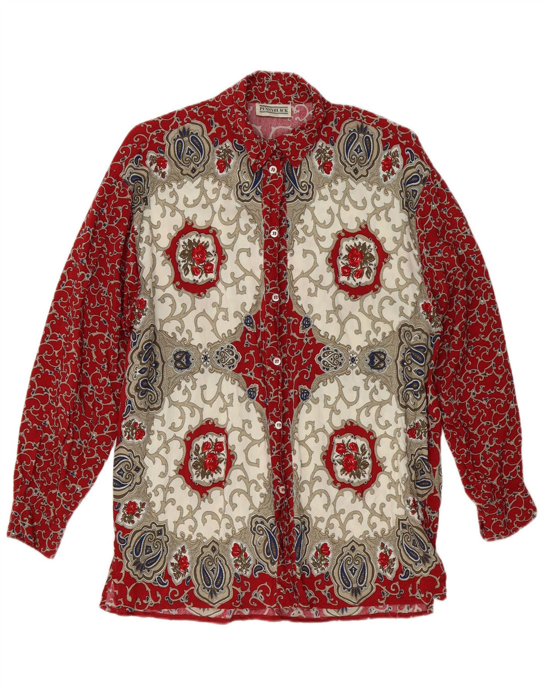 PENNY BLACK Womens Abstract Pattern Shirt Blouse UK 12 Medium Red Viscose
