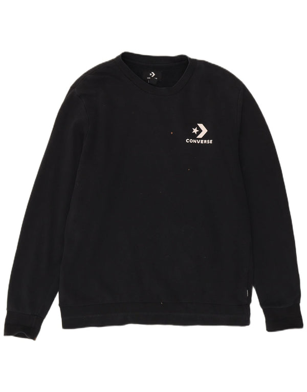 Converse Mens Sweatshirt Jumper Medium Black Cotton
