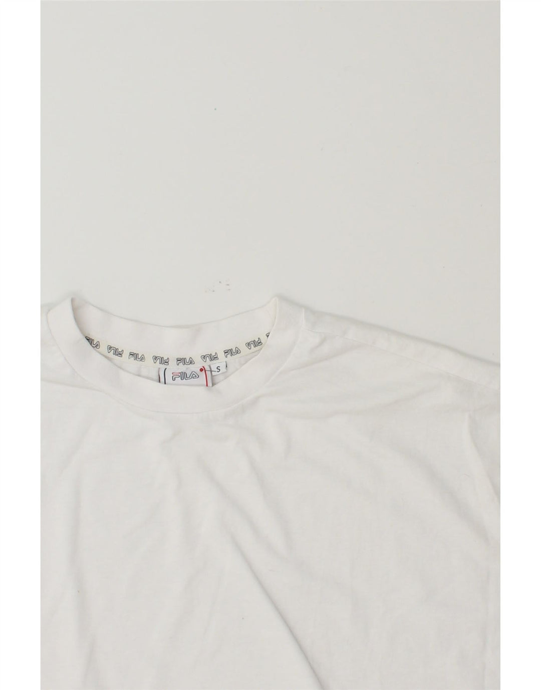 FILA Womens Oversized Crop Graphic T-Shirt Top UK 10 Small White Vintage Fila and Second-Hand Fila from Messina Hembry 