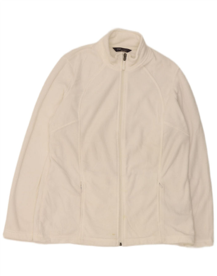 Marks & Spencer Womens Fleece Jacket UK 16 Large White Polyester