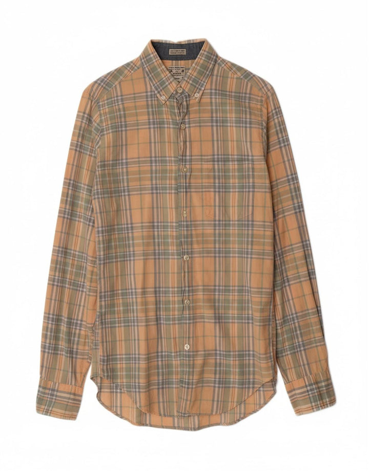 J. CREW Mens Tailored Fit Shirt Small Orange Check