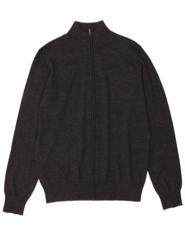 Zara Mens Cardigan Sweater Medium Grey Wool