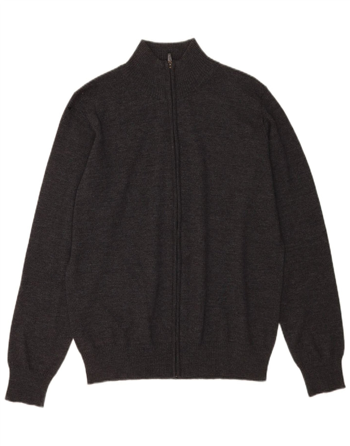 Zara Mens Cardigan Sweater Medium Grey Wool