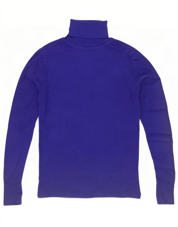 Marks & Spencer Haut à col roulé pour femme à manches longues UK 10 Small Bleu Viscose