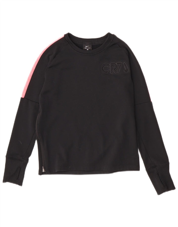 Nike Boys Dri Fit Grafisk Sweatshirt Jumper 10-11 år Medium Sort