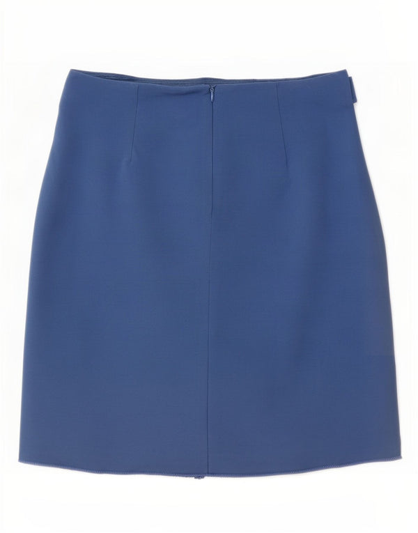Saia reta feminina M&Co UK 12 médio W30 azul viscose