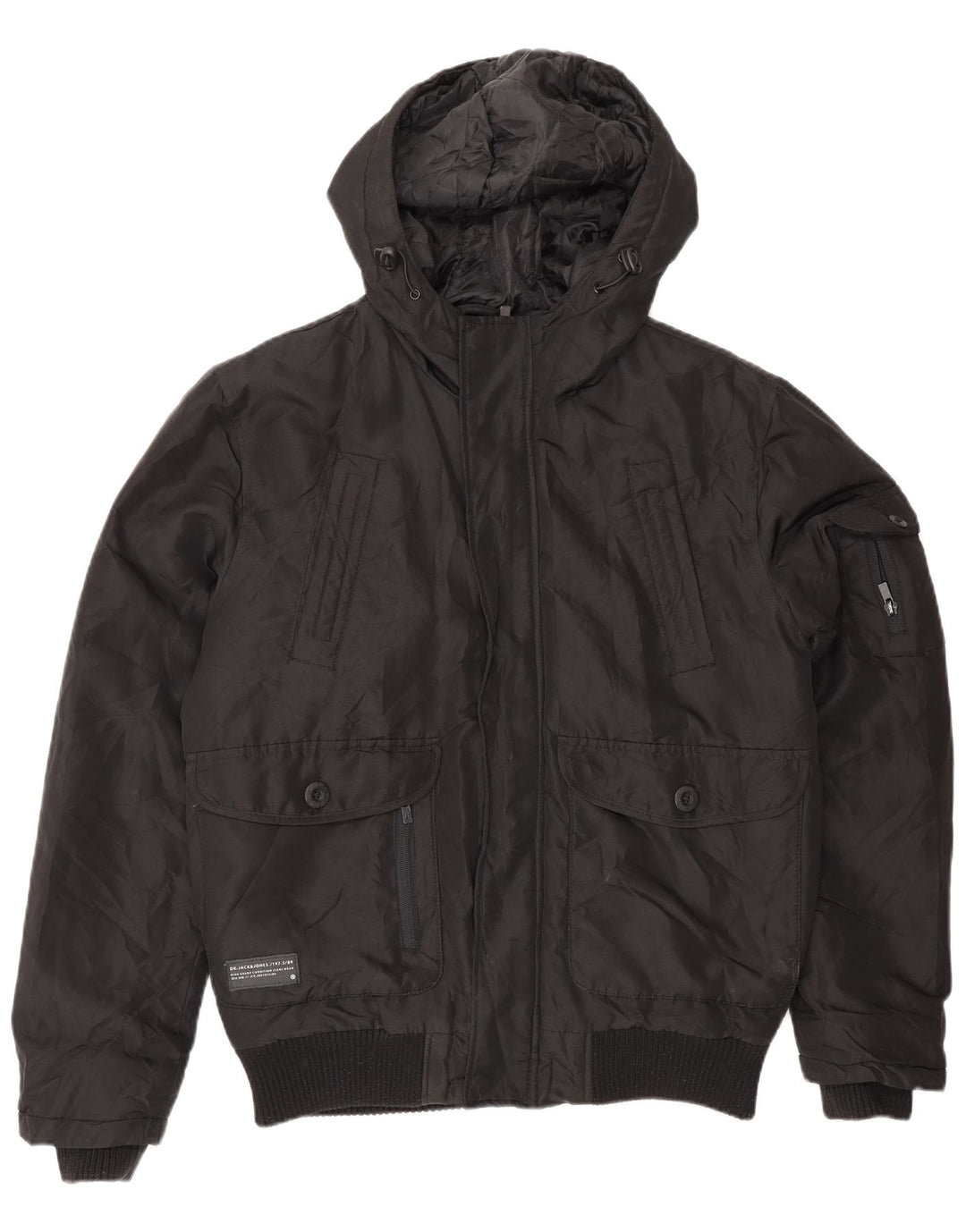 Jack & Jones Veste Bomber À Capuche Homme UK 36 Small Noir Polyamide