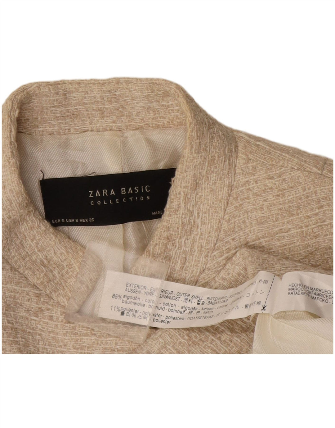 Soprabito aperto da donna Zara UK 10 piccolo in cotone beige