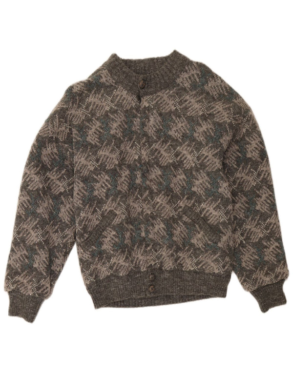 Vintage Mens Cardigan Sweater IT 48 Medium Grey Geometric