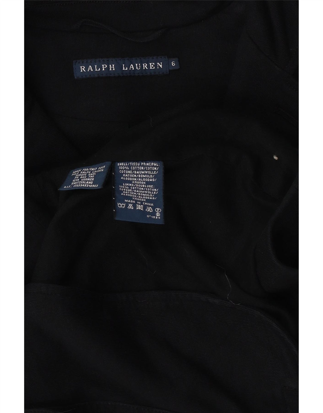 Ralph Lauren Dame 3 Button Blazer Jacket US 6 Medium Sort Bomuld