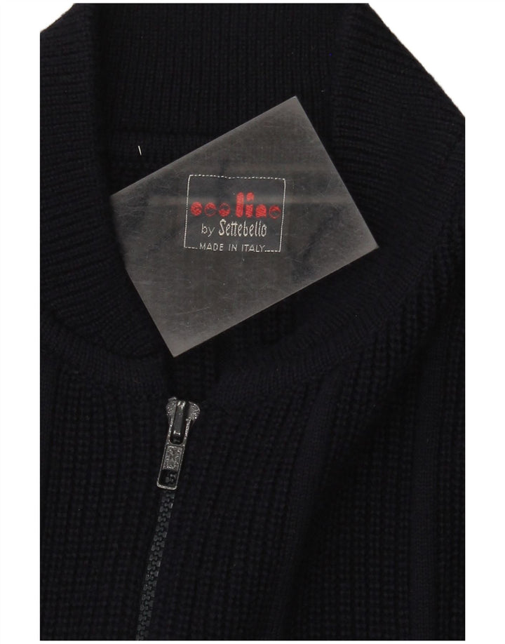 Settebello Cardigan Homme Pull Large Bleu Marine Laine