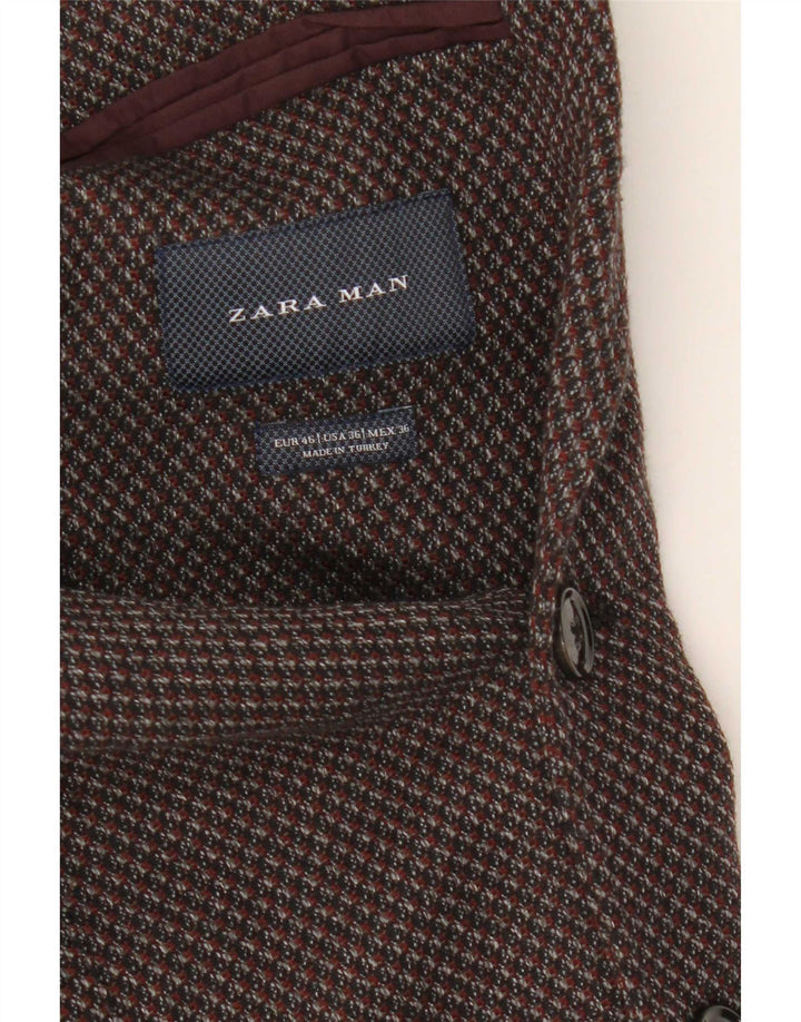 Jaqueta blazer masculina Zara com 2 botões UE 46 pequeno algodão marrom