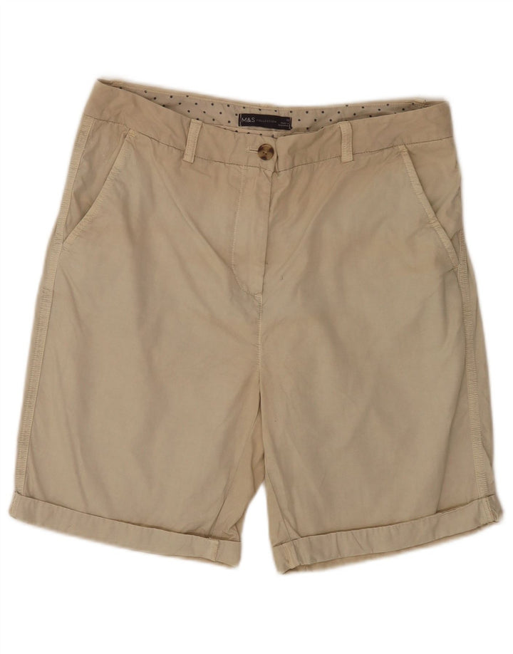Marks & Spencer Womens Chino Shorts UK 12 Medium W32 Beige Cotton