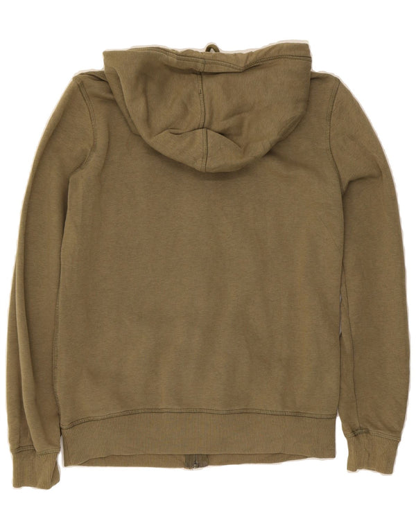 ROXY Womens Graphic Zip Hoodie Sweater UK 10 Small Khaki Cotton