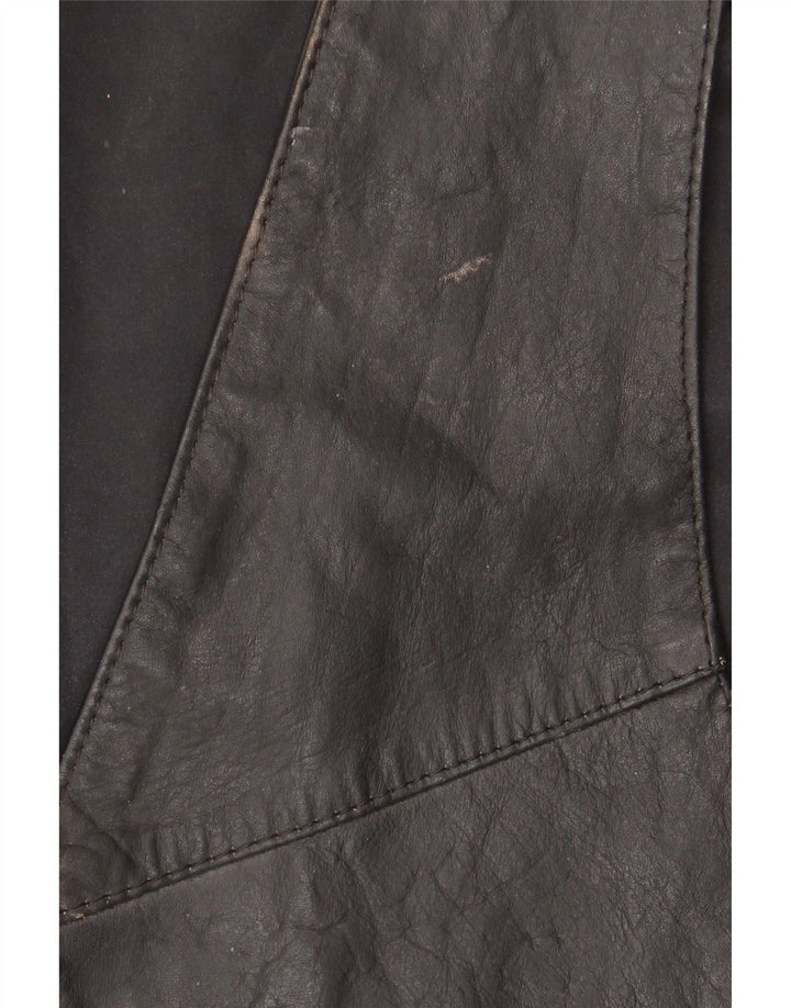 Vintage Mens Leather Waistcoat Large Black