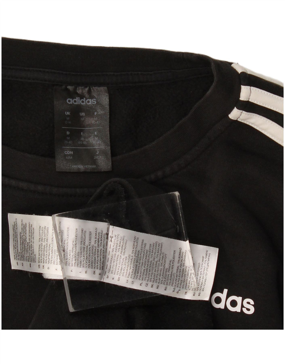 Adidas Womens Sweatshirt Jumper UK 12/14 Medium Black Cotton
