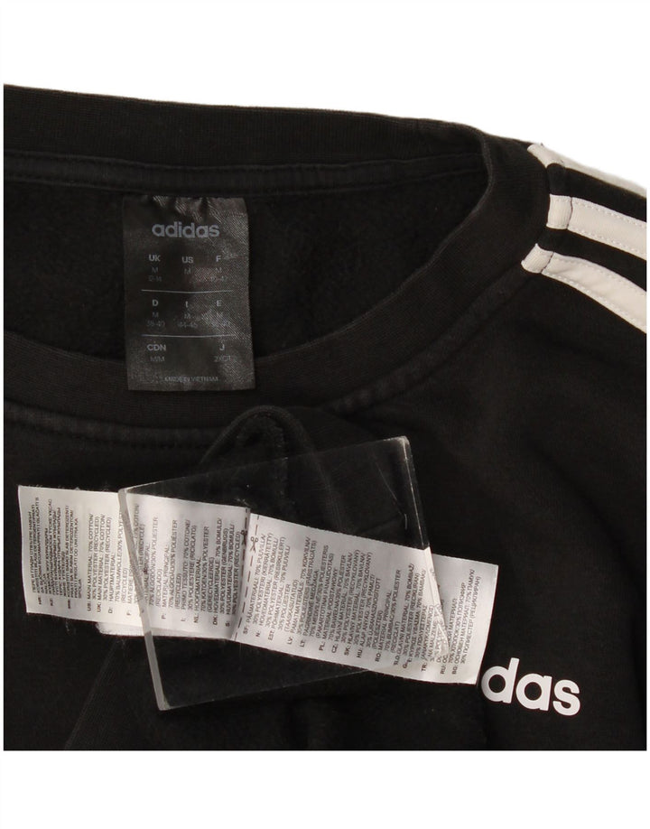 Adidas Womens Sweatshirt Jumper UK 12/14 Medium Black Cotton