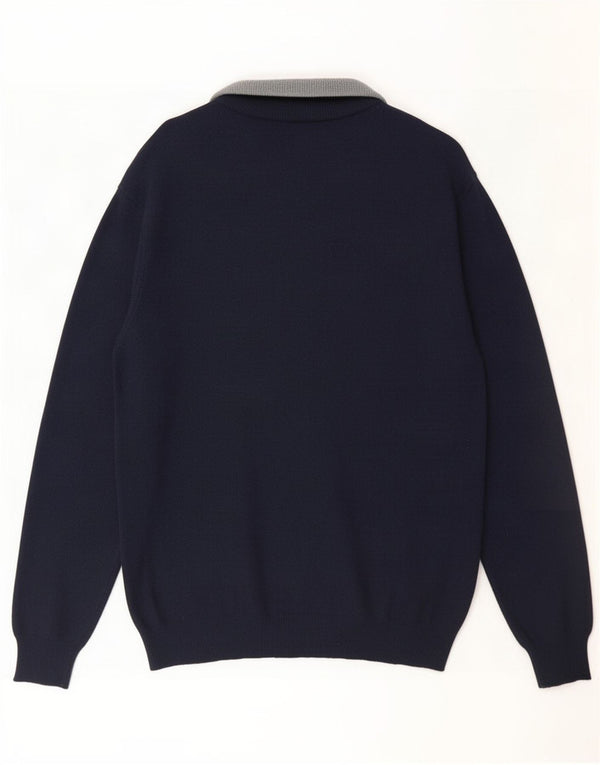Ellesse Maglione cardigan da uomo grande in lana blu navy
